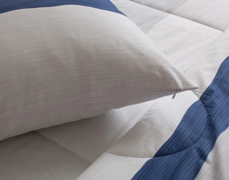 Leo Cotton Comforter Set, Geometric, White,