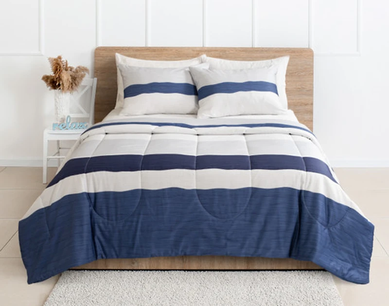 Leo Cotton Comforter Set, Geometric, White,