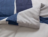 Leo Cotton Comforter Set, Geometric, White, Queen