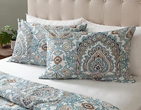 Phoebe Cotton Comforter Set, Paisley, Blue,