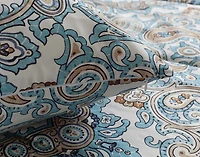 Phoebe Cotton Comforter Set, Paisley, Blue,