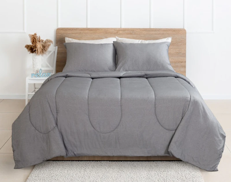 Perrin Cotton Comforter Set, Grey,