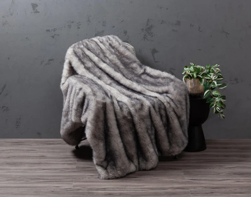 Tip Dyed Faux Fur Throw