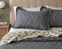 Mabel Cotton Quilt Set, Botanical, Blue,