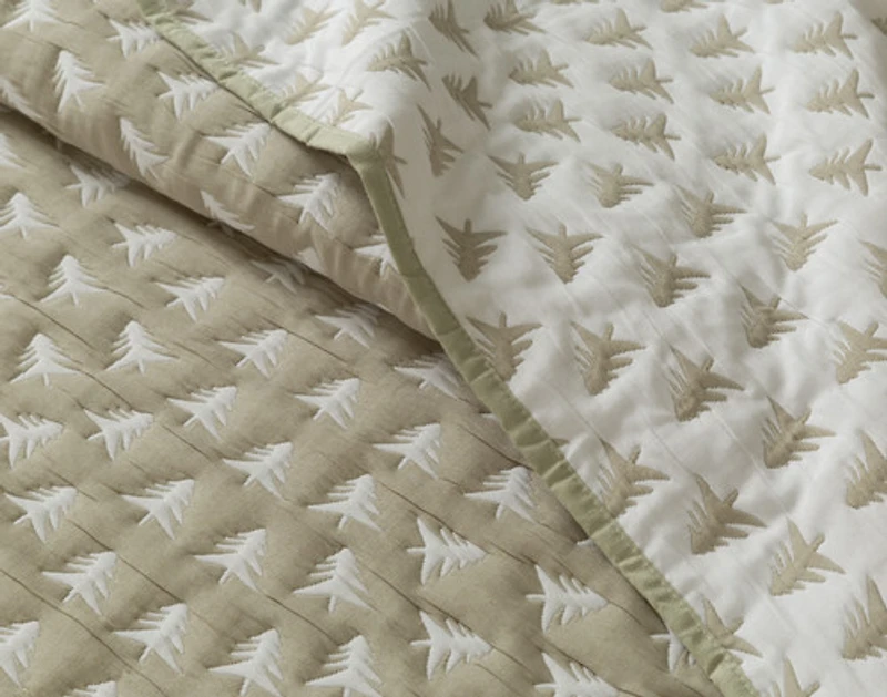 Forest Frost Cotton Blend Coverlet Set, Scenic, Green,
