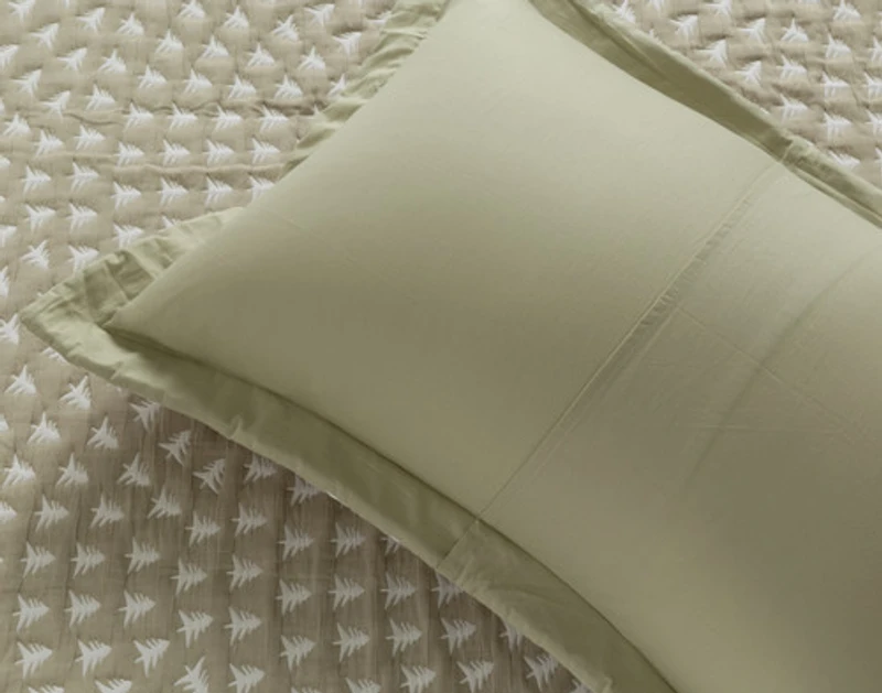 Forest Frost Cotton Blend Coverlet Set, Scenic, Green,
