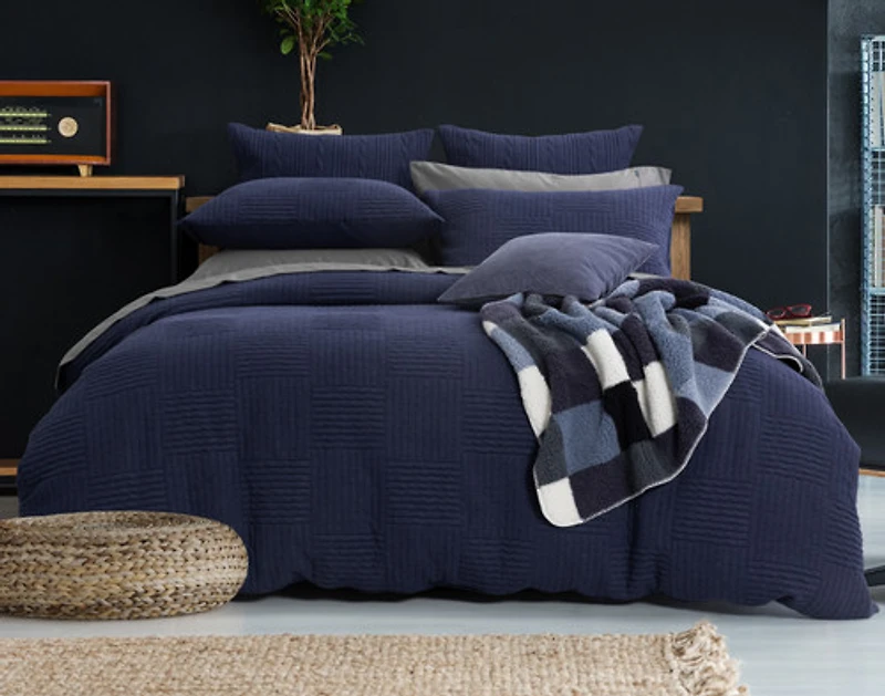 Kye Duvet Cover, Bamboo Cotton Set, Blue,