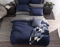 Kye Duvet Cover, Bamboo Cotton Set, Blue,