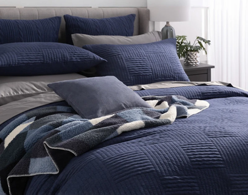 Kye Duvet Cover, Bamboo Cotton Set, Blue,