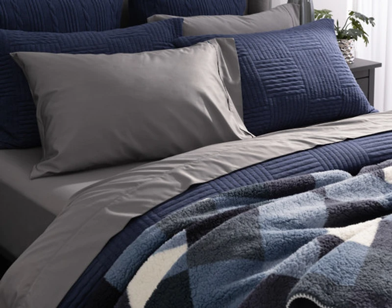 Kye Duvet Cover, Bamboo Cotton Set, Blue,