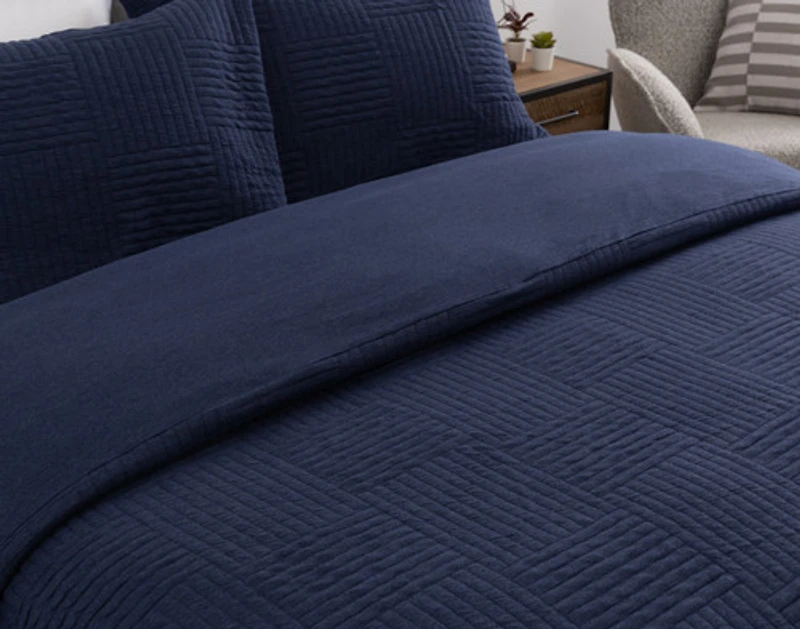 Kye Duvet Cover, Bamboo Cotton Set, Blue,
