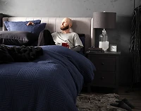 Kye Duvet Cover, Bamboo Cotton Set, Blue,