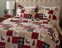 North Wood Cotton Quilt Set, Patchwork, Red,