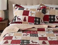 North Wood Cotton Quilt Set, Patchwork, Red,