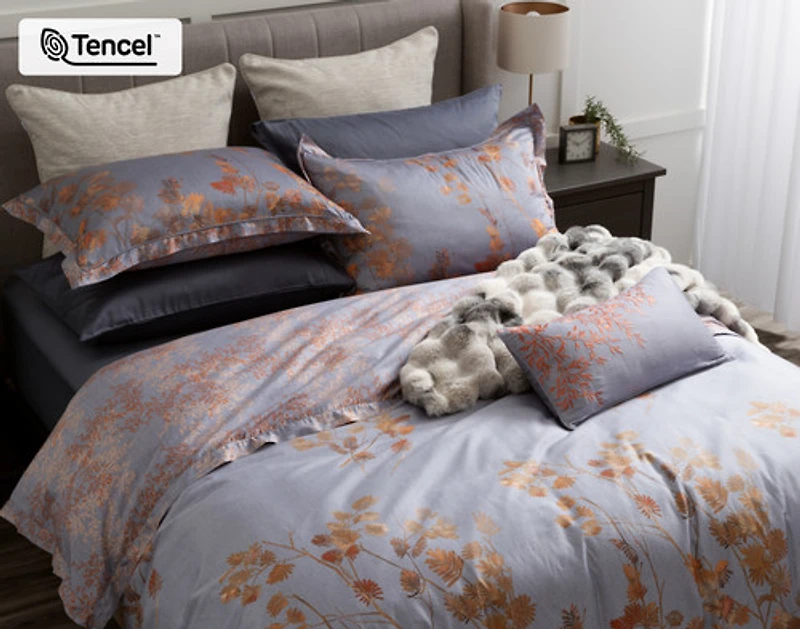 Wynwood Duvet Cover, TENCEL Lyocell, Botanical, Orange,