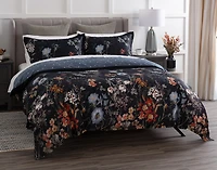 Sarita Duvet Cover, Cotton, Floral, Black,