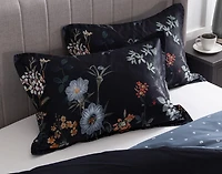 Sarita Duvet Cover, Cotton, Floral, Black,