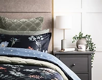 Sarita Duvet Cover, Cotton, Floral, Black,