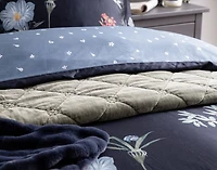 Sarita Duvet Cover, Cotton, Floral, Black,