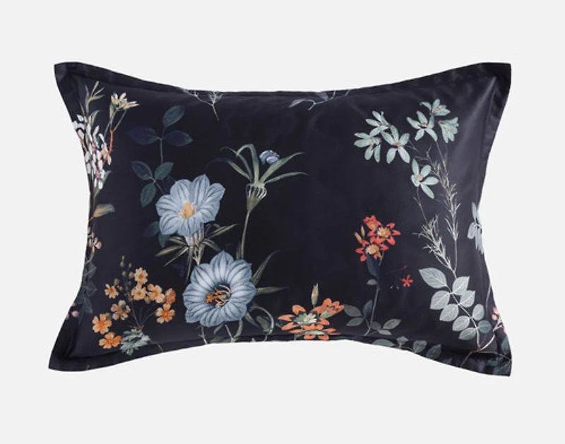 Sarita Pillow Sham, Floral, Black,
