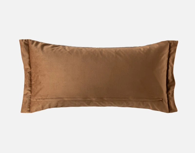 Luxembourg Velvet Boudoir Pillow Cover, Botanical, Grey, 24" x 12"