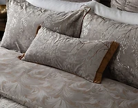 Luxembourg Velvet Boudoir Pillow Cover, Botanical, Grey, 24" x 12"