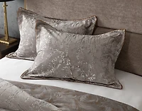 Luxembourg Velvet Pillow Sham, Botanical, Grey,