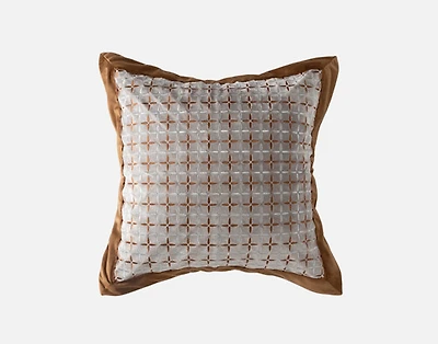 Luxembourg Velvet Square Cushion Cover, Geometric, Grey, 18" x 18"