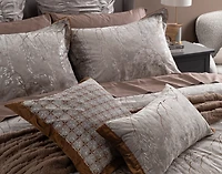 Luxembourg Velvet Square Cushion Cover, Geometric, Grey, 18" x 18"