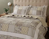 Meridith Cotton Quilt Set, Patchwork, Grey,