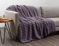 Channel Plush Throw - Mauve Berry
