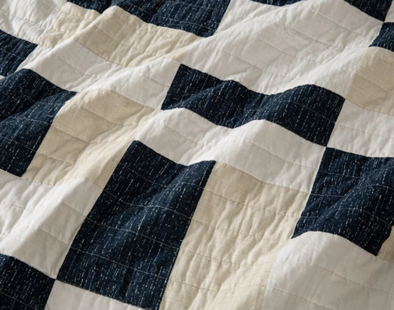 Zander Cotton Quilt Set, Patchwork, Blue,