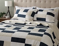 Zander Cotton Quilt Set, Patchwork, Blue,