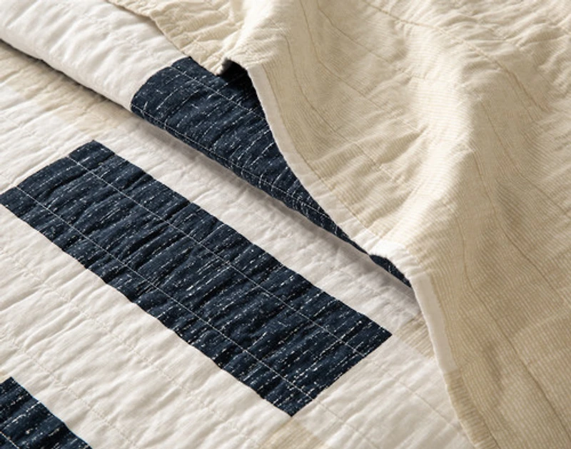 Zander Cotton Quilt Set, Patchwork, Blue,