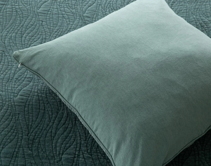 Meander Euro Sham, Geometric, Green, 26" x 26"