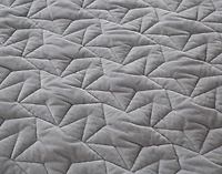 Stars Velvet Quilt Set, Geometric, Grey,