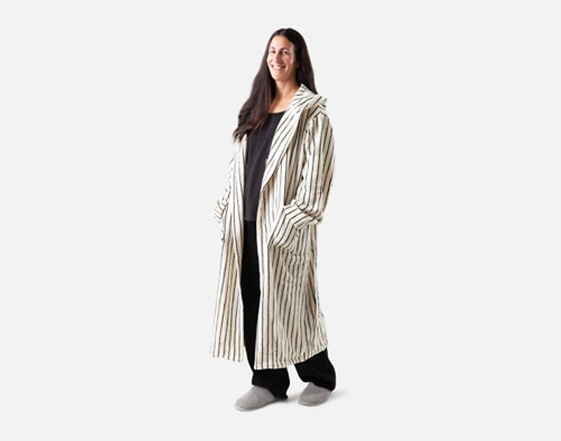 Yarn Dye Terry Hooded Bathrobe White