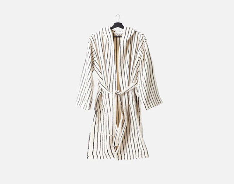 Yarn Dye Terry Hooded Bathrobe White