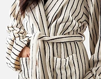 Yarn Dye Terry Hooded Bathrobe White