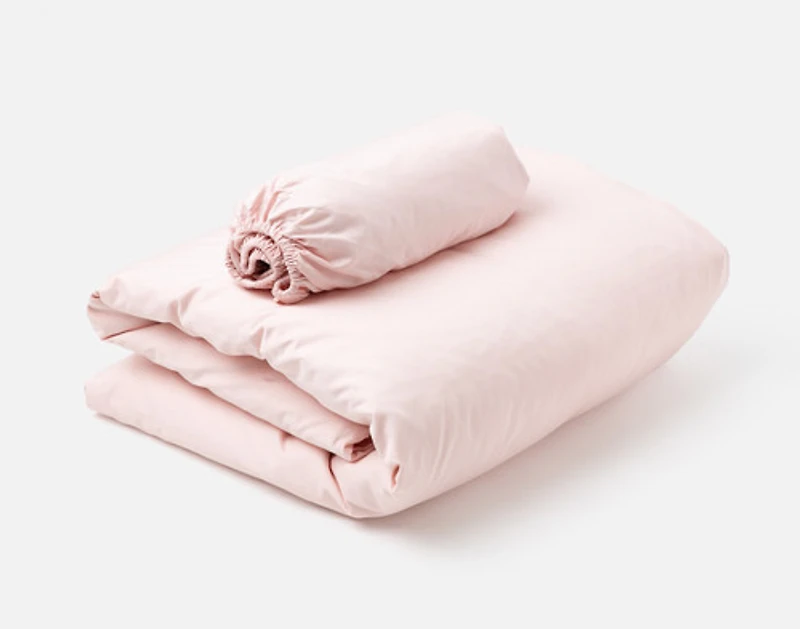 3-Piece Crib-Sized Bamboo Cotton Bedding Bundle - Petal, RDS Certified, Pink
