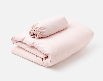 3-Piece Crib-Sized Bamboo Cotton Bedding Bundle - Petal, RDS Certified, Pink