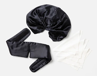 3-Piece Mulberry Silk Spa Bundle, Black
