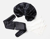 3-Piece Mulberry Silk Spa Bundle, Black