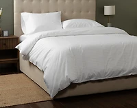 5-Piece Cotton Blend Percale Bedding Essentials Bundle, Geometric, White