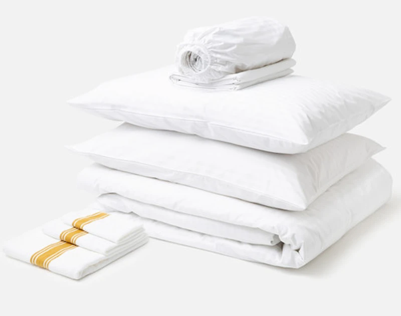 8-Piece Bedroom & Bathroom Essentials Bundle, Geometric, White