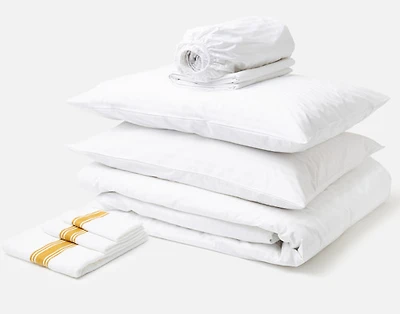 8-Piece Bedroom & Bathroom Essentials Bundle, Geometric, White