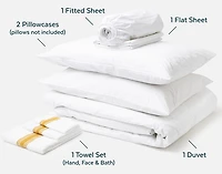 The Essentials Bed and Bath Bundle, Geometric, White