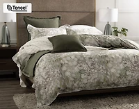 Elora Duvet Cover, TENCEL Lyocell, Floral, Green,