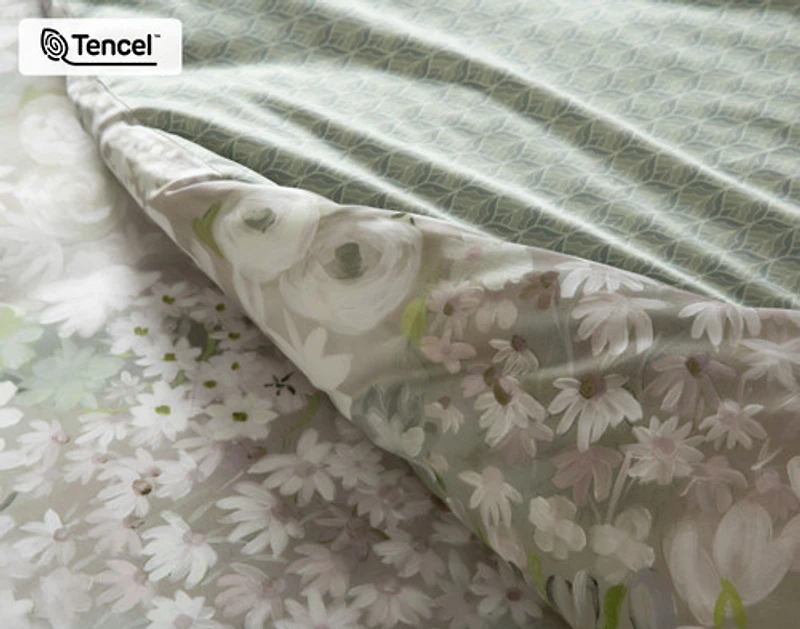 Elora Duvet Cover, TENCEL Lyocell, Floral, Green,