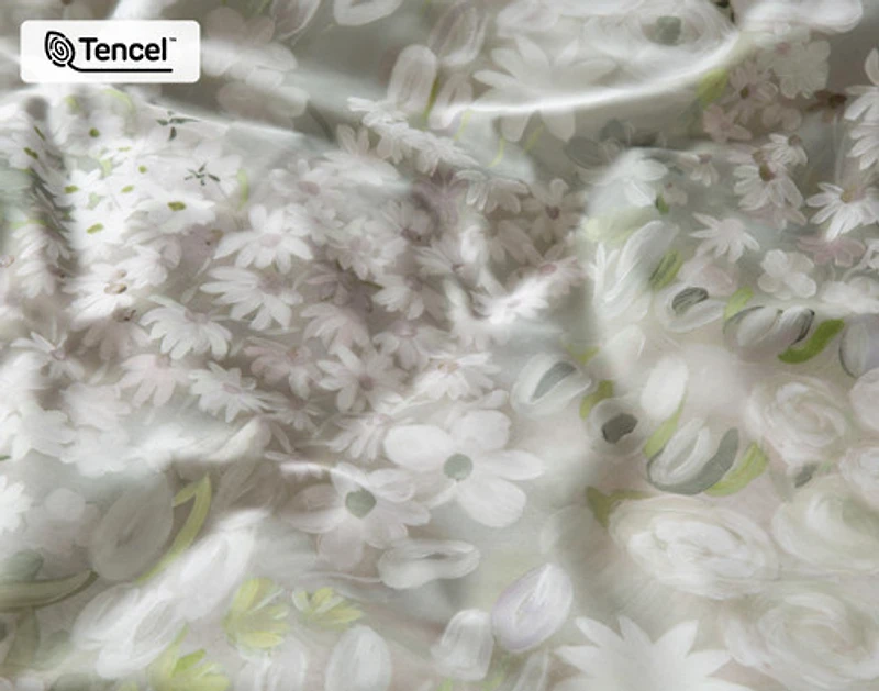Elora Duvet Cover, TENCEL Lyocell, Floral, Green,